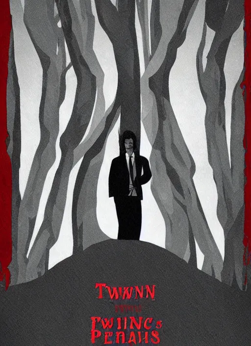 Image similar to twin peaks movie poster art by enric