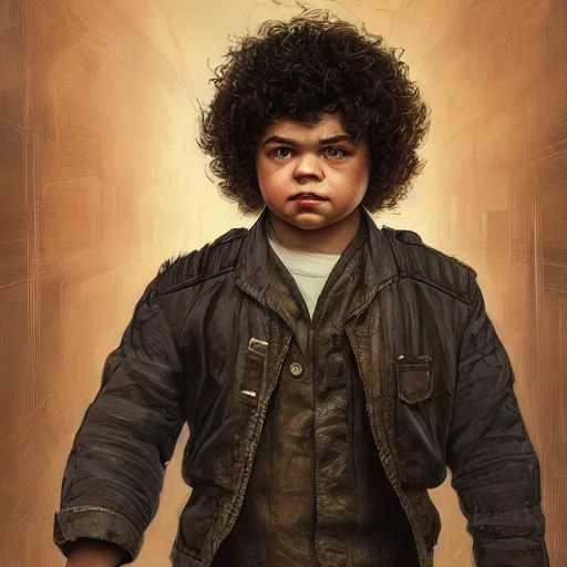 Prompt: gaten matarazzo as e. honda, ultra realistic, concept art, intricate details, eerie, highly detailed, photorealistic, octane render, 8 k, unreal engine. art by artgerm and greg rutkowski and magali villeneuve and alphonse mucha