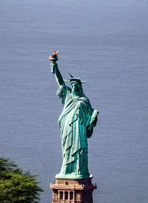 Image similar to the statue of liberty and cristo redentor