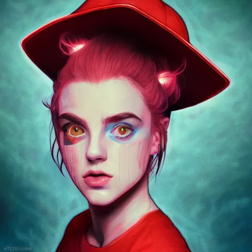 Image similar to clear portrait of billie elish, cottagecore!!, creative abstract background, red volumetric light, hyper detailed, character concept, full body, dynamic pose, elegant, intricate, highly detailed, digital painting, artstation, concept art, smooth, sharp focus, illustration, art by artgerm and greg rutkowski and alphonse mucha