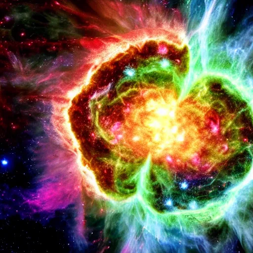 Prompt: the supernova and nebula shaped like a love heart rendered in apophysis