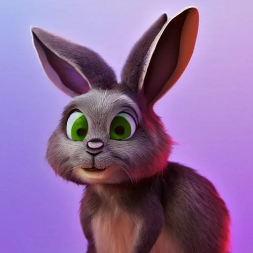 Prompt: very cute kid\'s film character rabbit, disney pixar Monster\'s ink character concept artwork, 3d concept, detailed scales, skin, fur, etc, creature, high detail iconic character for upcoming film, trending on artstation