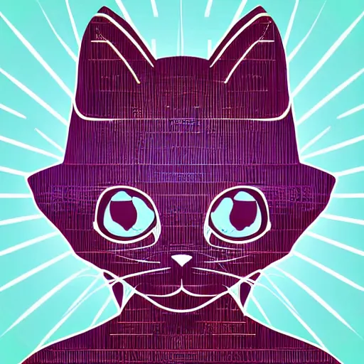 Prompt: a simplified vector based illustration about a cyberpunk kitten, centred face portrait, space colors, smooth and clean vector curves, no jagged lines