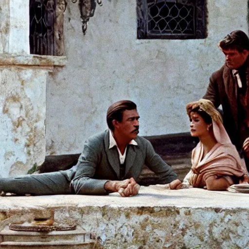 Image similar to a scene from the leopard by luchino visconti with burt lancaster and claudia cardinale set in sicily in the 1 9 th century. technicolor, masterpiece cinematic