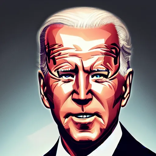 Image similar to Portrait of joe biden, by alan moore, strong features, sharp lines, supersuit, 8k, artstation, artgerm