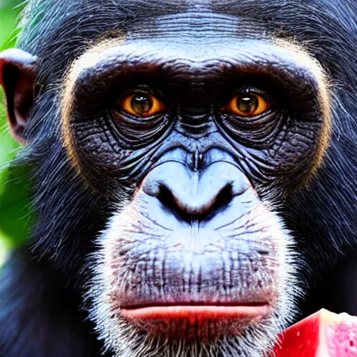 Prompt: a chimpanzee whose eyes are in the size of watermelons.