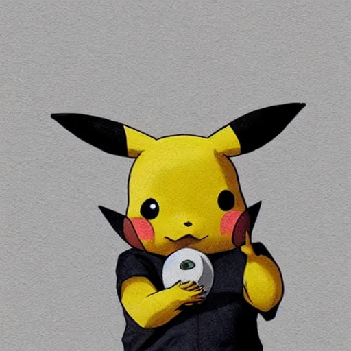 Image similar to A real life pikachu buying drugs from a random dude in a hoodie in an alley, photorealistic art