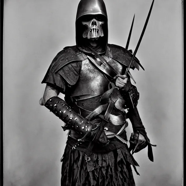Prompt: portrait photograph of an executioner warrior