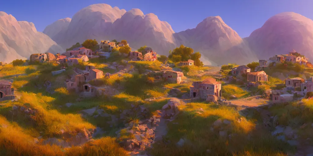 Image similar to Lively sunny landscape of a greek village realistic detailed digital art by Maxwell Boas Jessica Rossier Christian Dimitrov Anton Fadeev trending on Artstation CGSociety rendered in Unreal Engine 4k HQ