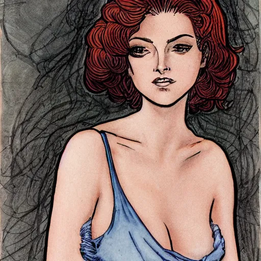 Prompt: a portrait of a woman milo manara style