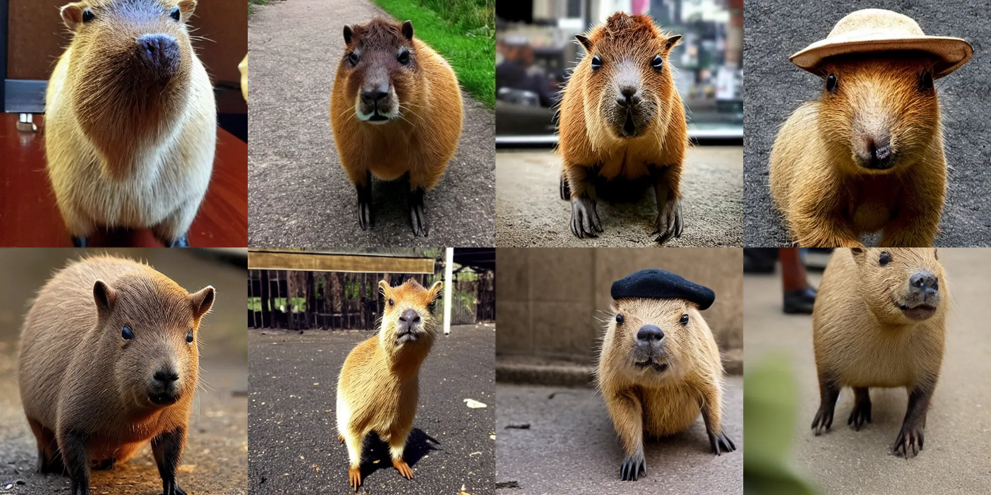 Prompt: tiny capybara wearing a mafia outfit