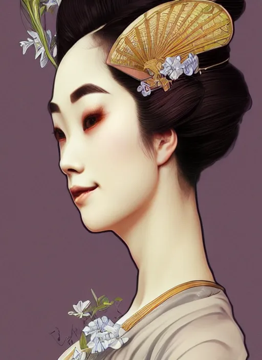 Prompt: ultra realistic illustration, smiling geisha prima ballerina, sci - fi, fantasy, symmetrical face, intricate, elegant, highly detailed, digital painting, artstation, concept art, smooth, sharp focus, illustration, art by artgerm and alphonse mucha