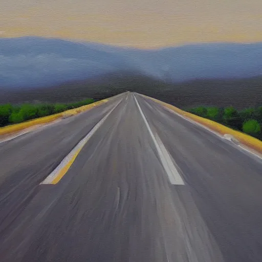 Prompt: a highway to hell, oil painting, highly detailed.