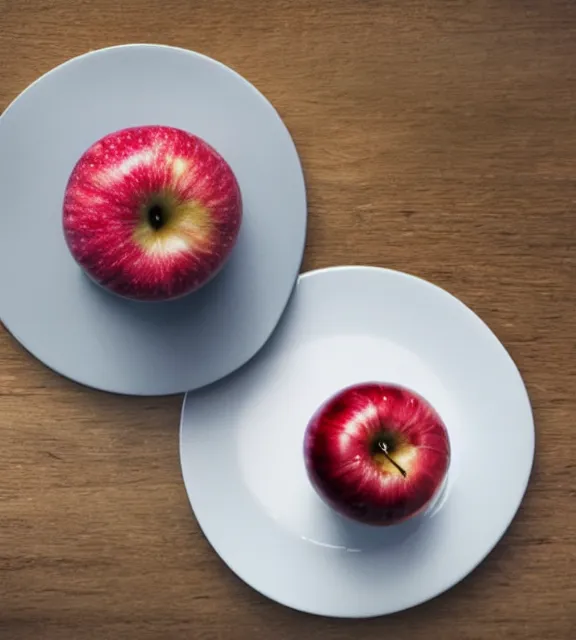 Prompt: a 4 k photorealistic photo of an apple on a sunny table