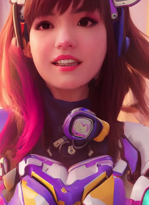 Image similar to d. va from overwatch, au naturel, fighting, 裸 体, hyper detailed, digital art, trending in artstation, cinematic lighting, studio quality, 自 然, smooth render, unreal engine 5 rendered, octane rendered, art style by klimt and nixeu and ian sprigger and wlop and krenz cushart