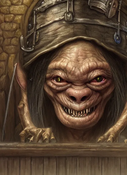 Prompt: highly detailed closeup portrait of a medieval goblin's favorite tavern, unreal engine, nicoletta ceccoli, mark ryden, earl norem, lostfish, hyung tae, frank frazetta, global illumination, detailed and intricate environment