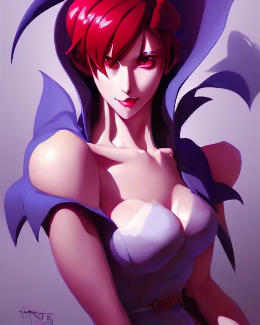 Image similar to darkstalkers morrigan, portrait shinkai makoto studio ghibli studio key hideaki anno sakimichan stanley artgerm lau rossdraws james jean marc simonetti elegant highly detailed digital painting artstation pixiv