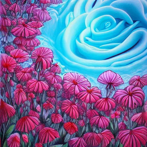 Image similar to surreal, waiizi flowers, art by bryen frost