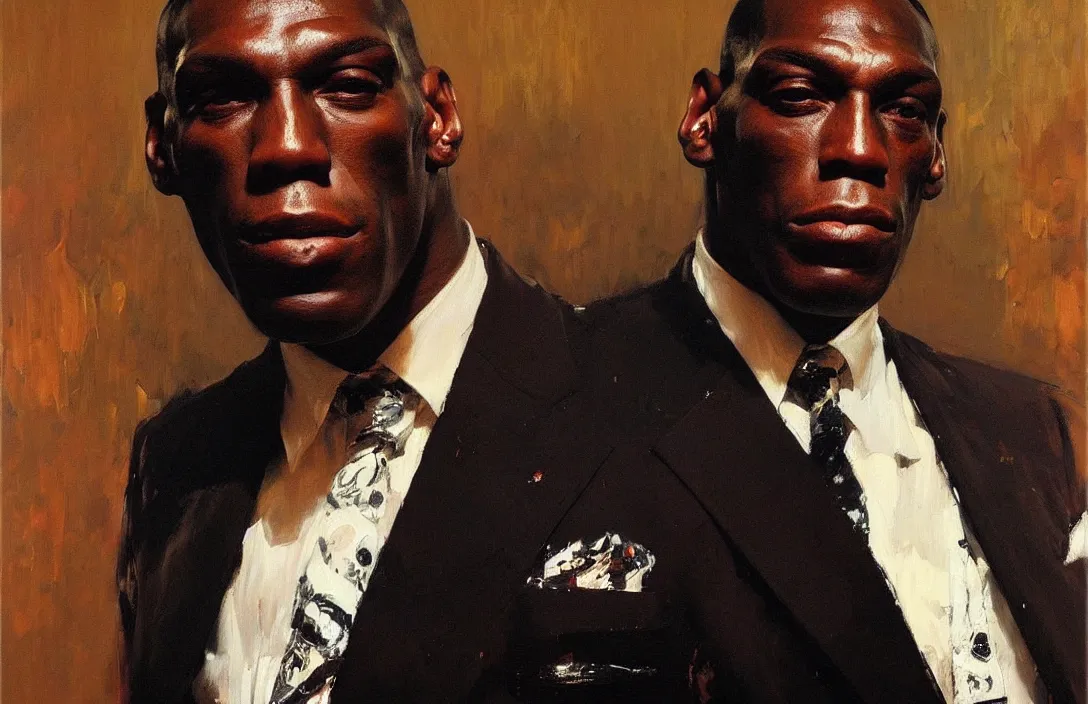 Prompt: portrait of frank bruno!!!!!!!!!!!!!!!!!!!!!!!!!!!, detailed face, detailed painting,, epic lighting, by ilya repin, phil hale and kent williams