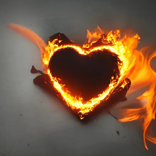 Prompt: a burning heart