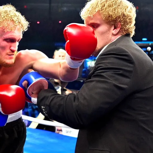 Image similar to valdimir putin boxing logan paul in the ring