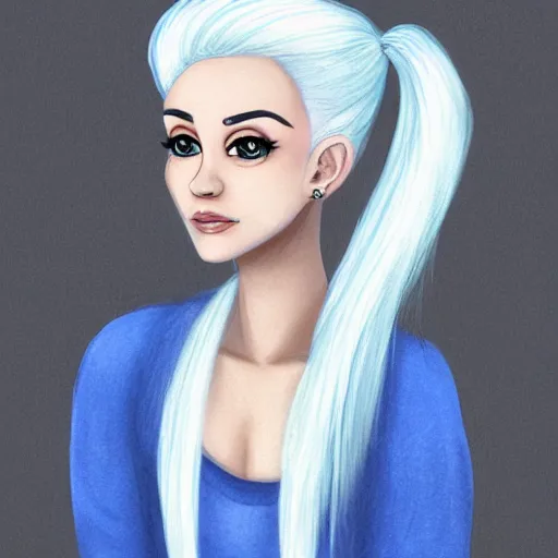 Prompt: a girl with white hair in a hairbun, by paulinaklime