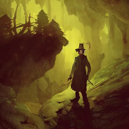 Image similar to snufkin in hell as character from elden ring in style of elden ring, digital illustration portrait design, by android jones and greg rutkowski, retrowave color scheme, detailed, cinematic lighting, wide angle action dynamic portrait