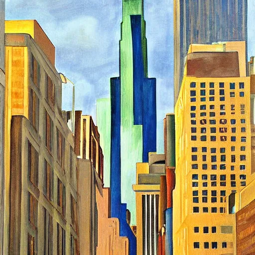 Image similar to downtown new york painting by georgia o'keeffe