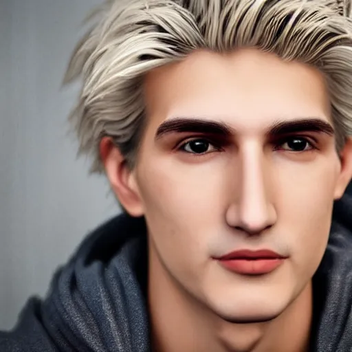 Image similar to really handsome gigachad xqc, portrait photograph : : realistic : : 1 dslr : : 1 - - quality 2