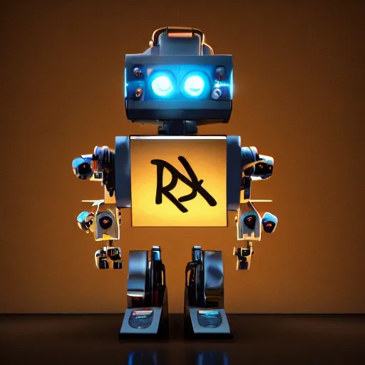 Image similar to gangsta robot with the letters br0sk1pd printed on it, expressive, photo realistic, dramatic cinematic lighting, octane render, 4k, ultra detailed