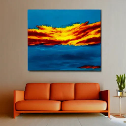 Image similar to nuclear explosion acrylic painting