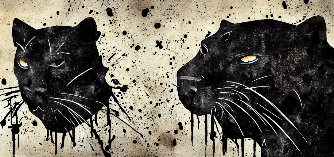 Image similar to a panther, made of tar, in a suburban backyard, sticky, full of tar, covered with tar, dripping tar, dripping tar, splattered tar, sticky tar. concept art, reflections, black goo, animal drawing, desktop background