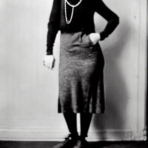 Image similar to female streetwear blogger, in the 1920s, full body portrait shot