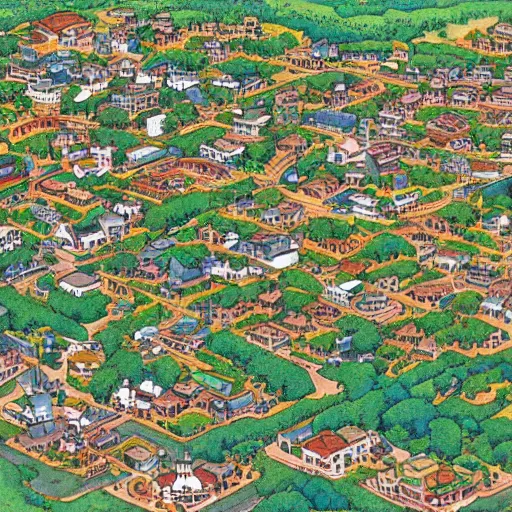Image similar to small town seen from above by ken sugimori