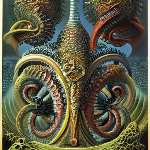 Image similar to divine chaos engine by roger dean, ernst haeckel, and andrew ferez, symbolist, visionary