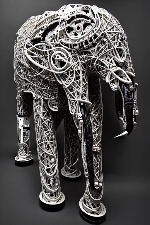 Prompt: a centered portrait of a robotic elephant headed biomechanical creature by clogtwo and subjekt zero. intricate detailed sharp clean textured