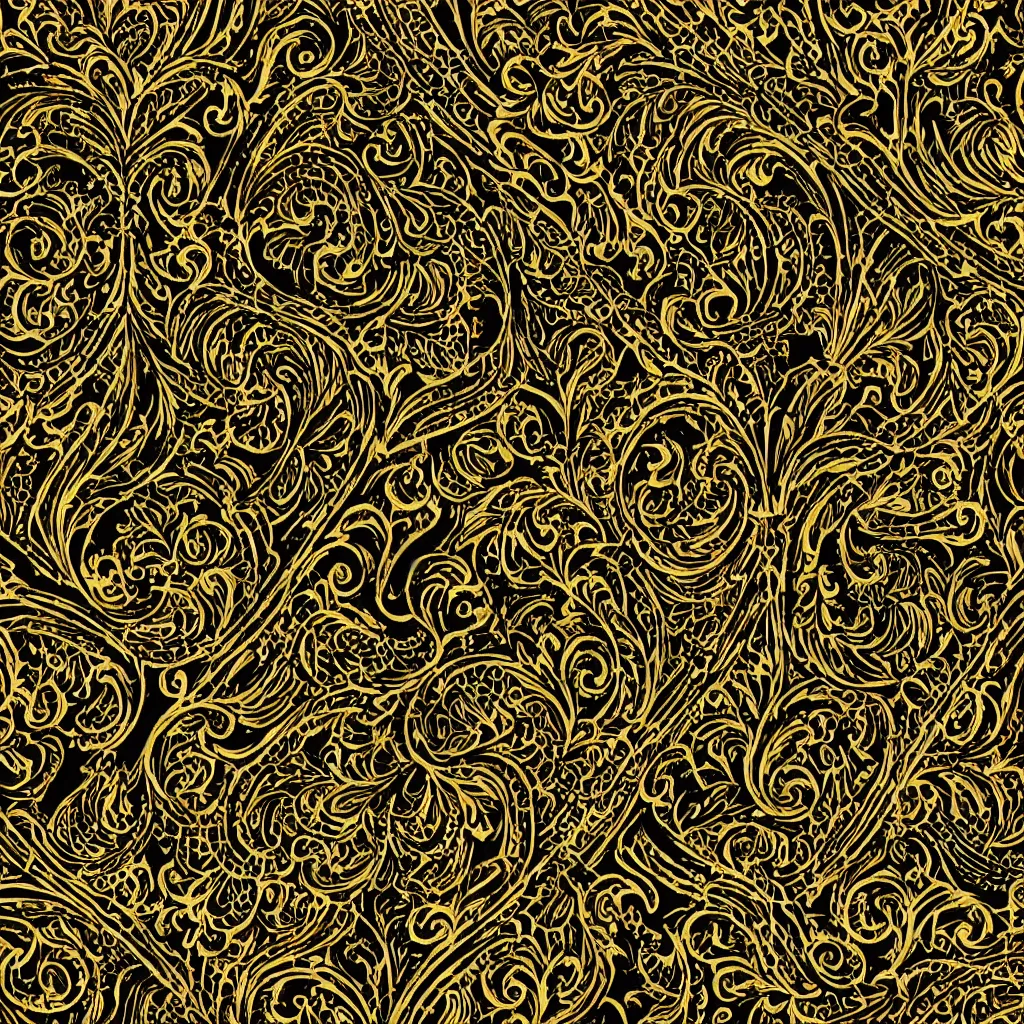 Prompt: intricate filigree 4K wallpaper gold and black SVG