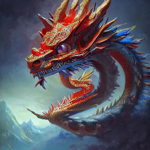 Image similar to artstation concept of a tiny chinese dragon breathing visably, small and cute dragon, bright colorful, hyperdetailed, artstation trending, world renowned artists, worth 1 0 0 0. com, historic artworks society, antique renewel, cgsociety, by greg rutkowski, by gustave dore, deviantart