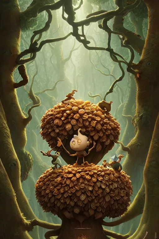 Prompt: round antropomorphic acorn forest adventure movie, cerebri movie poster, by james jean, greg rutkowski, anato finnstark. pixar. hyper detailed, 5 0 mm, award winning photography