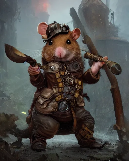 oil painting of anthropomorphized hamster holding Pick | Stable ...