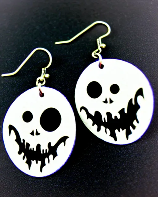 Image similar to tim burton spooky monster, 2 d lasercut earrings,