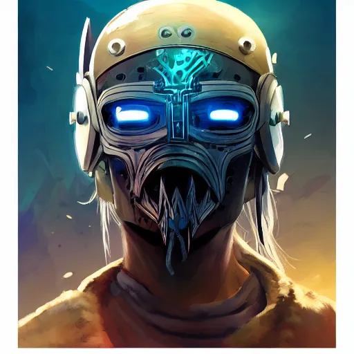 Image similar to cyberpunk viking helmet mask warrior goddess robot ninja fantasy, art gta 5 cover, official fanart behance hd artstation by jesper ejsing, by rhads, makoto shinkai and lois van baarle, ilya kuvshinov, ossdraws