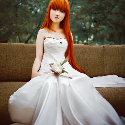 Image similar to orihime wearing wedding dress by wlop