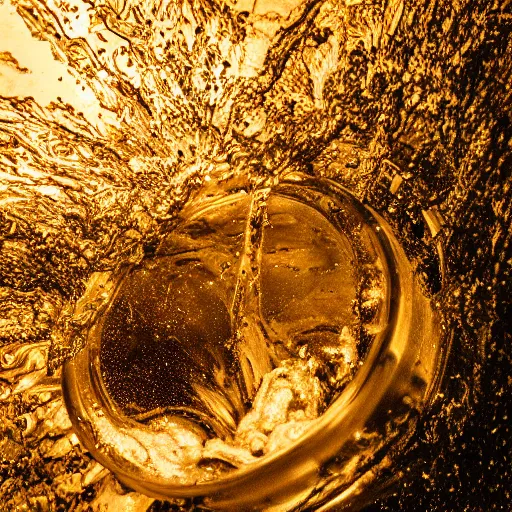 Prompt: a close up studio photograph of a tsunami in a jar, with the water swirling around menacingly. dramatic lighting, edited in adobe lightroom.