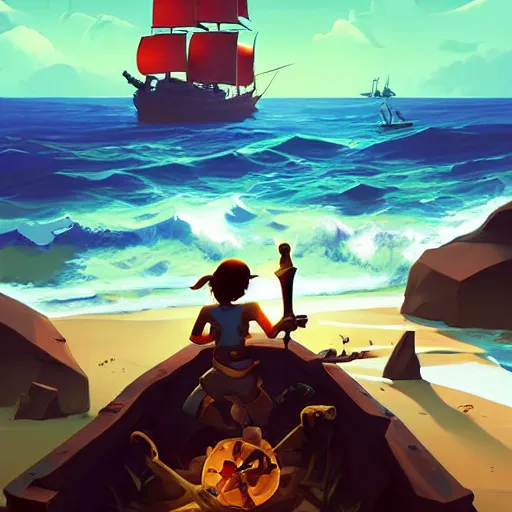 Image similar to painting treasure on sea of thieves game smooth median photoshop filter cutout vector, behance hd by jesper ejsing, by rhads, makoto shinkai and lois van baarle, ilya kuvshinov, rossdraws global illumination