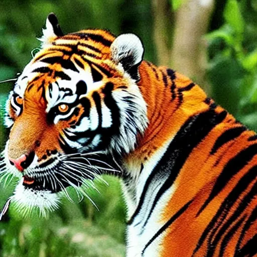 Image similar to “ a tiger on a monkey ”