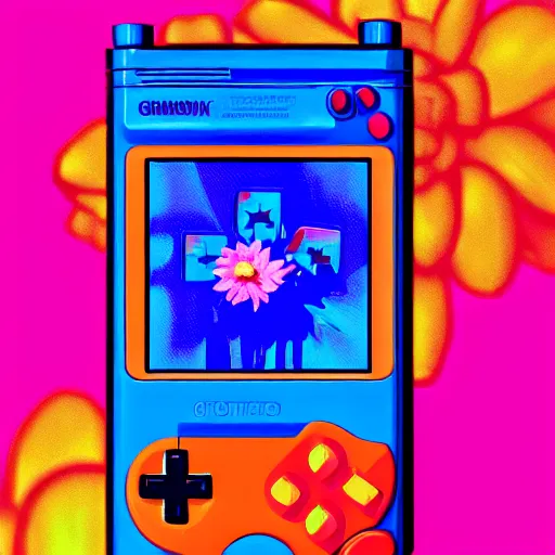 Prompt: gameboy advance and flowers, anaglyph filter, computer graphics by david lachapelle, unsplash, video art