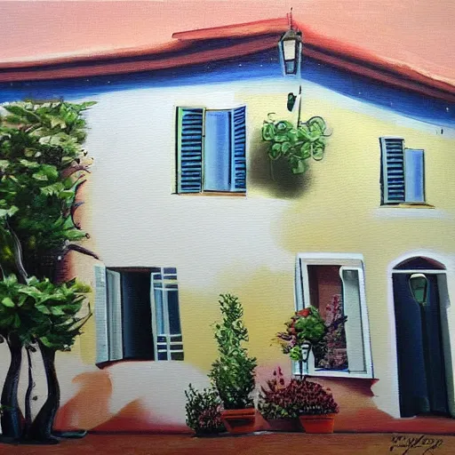 Prompt: nice comfy house painted by italian painter