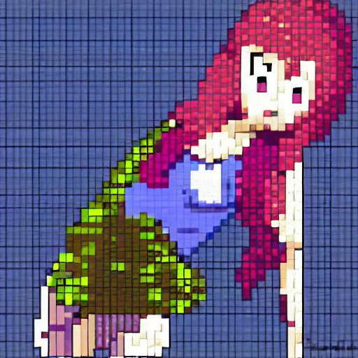 Image similar to pixel art of an anime girl