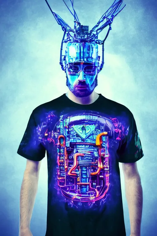 Image similar to photo of a band tshirt, bandname is tripmachine, tourname is invasion of the tripmachines, realistic digital art, 3 d render of a huge futuristic steampunk generator, 8 k, fluorescent colors, halluzinogenic, multicolored, exaggerated detailed, unreal engine